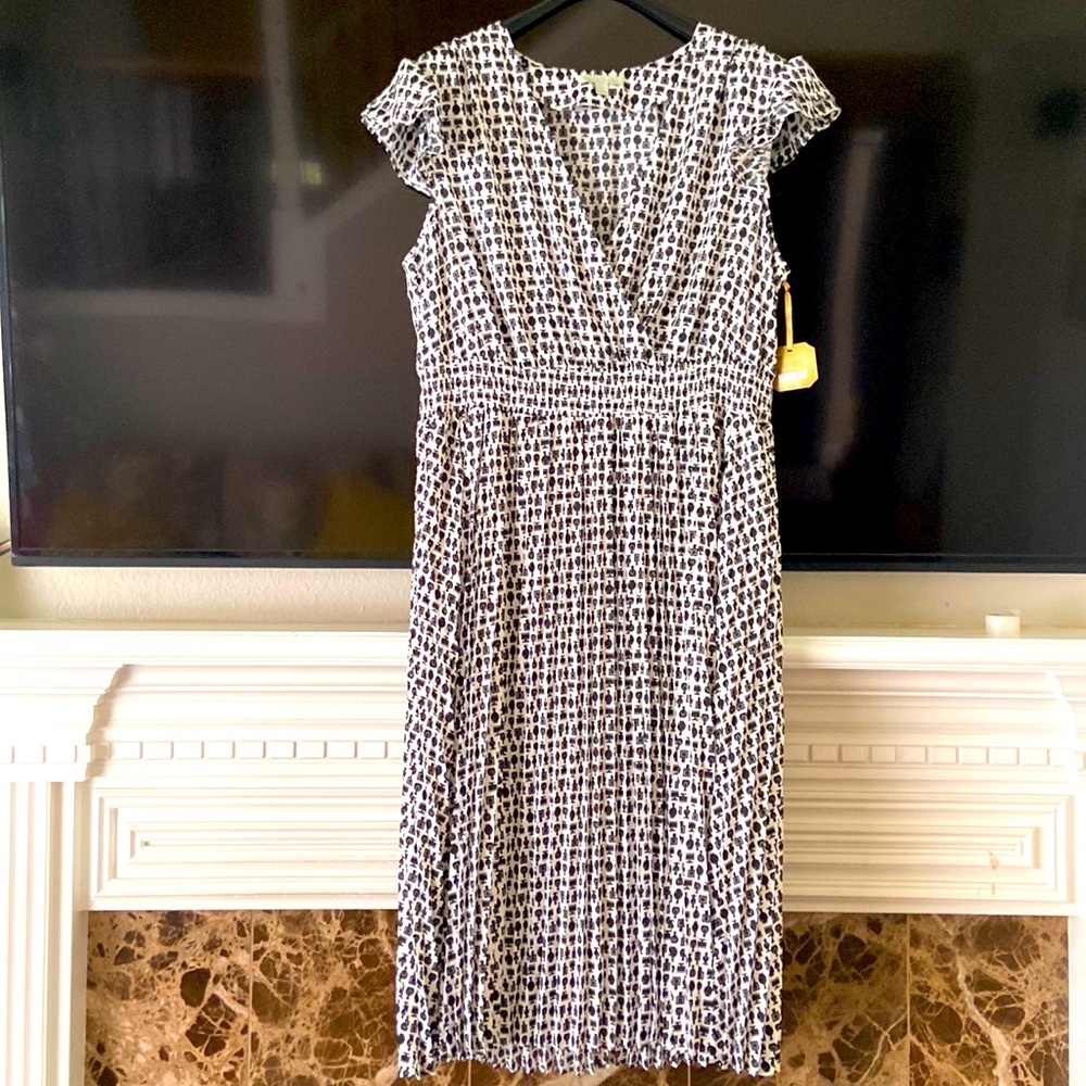 CAP SLEEVES PRINT  BLOUSON MIDI WRAP TOP DRESS